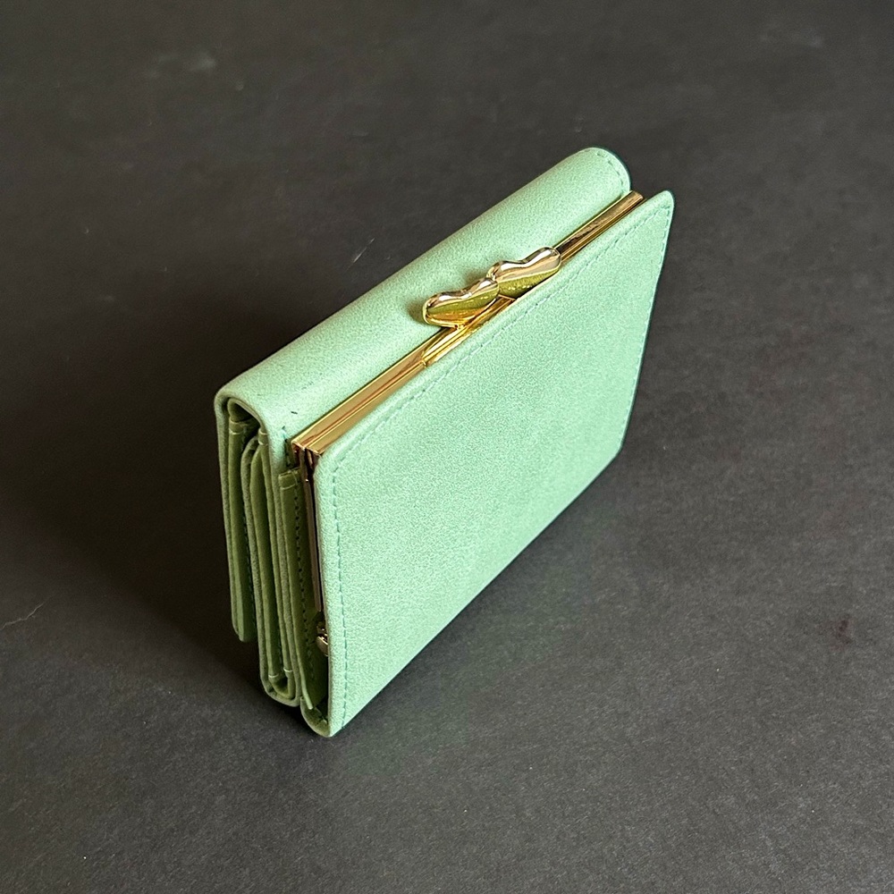 Girls Mini Wallet with Heart Shaped Clasp (Teal)